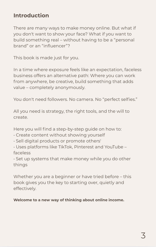 Faceless Business – Turn Content Into Income Without Showing Your Face
